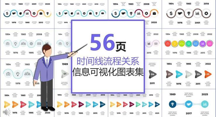 56套時間軸流線關系信息可視化圖表合集