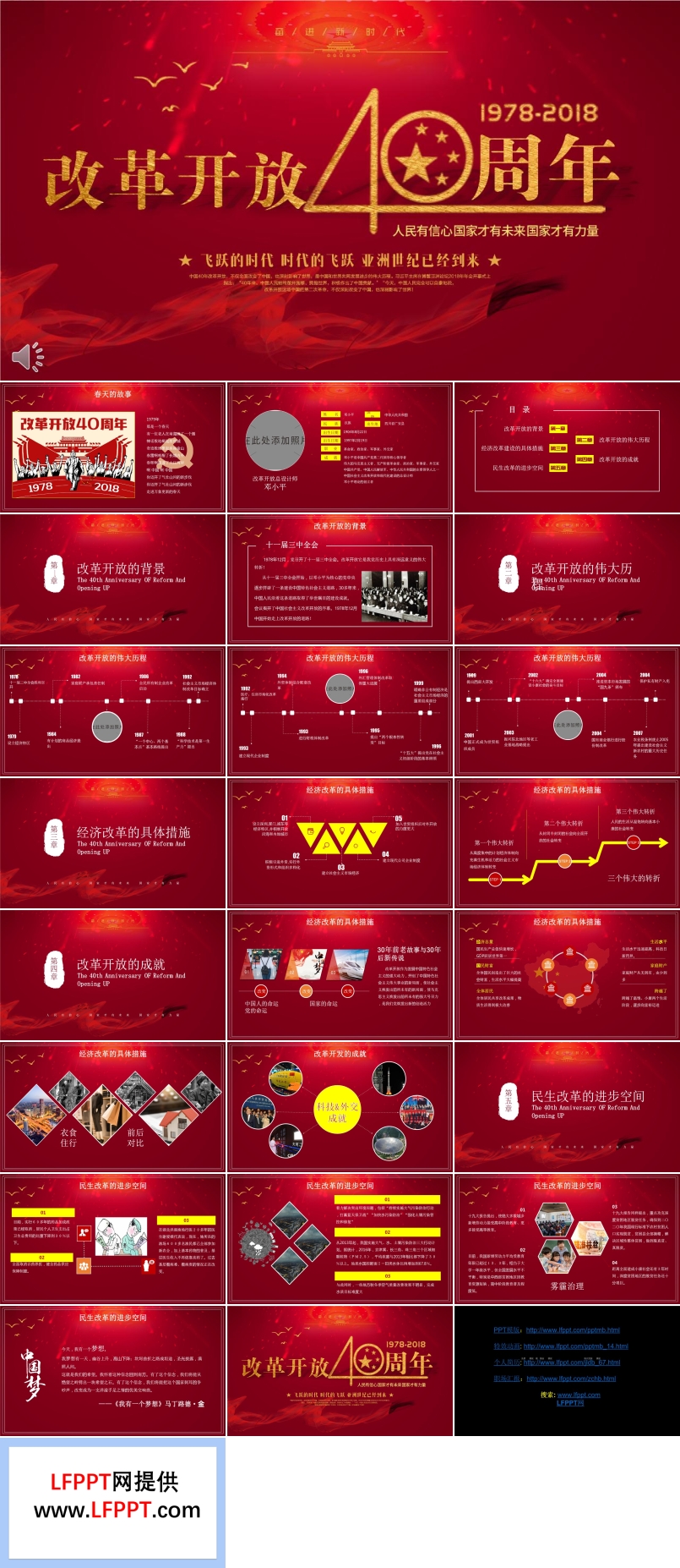 改革開放40周年PPT模板